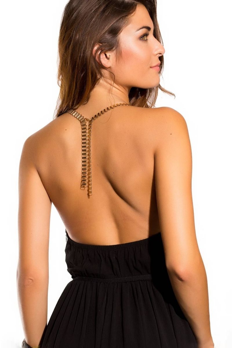 vestido largo de fiesta cuello halter escote espalda